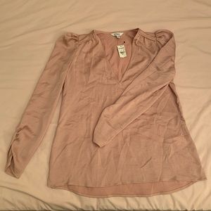 Express Pink long sleeve puff shoulder blouse top